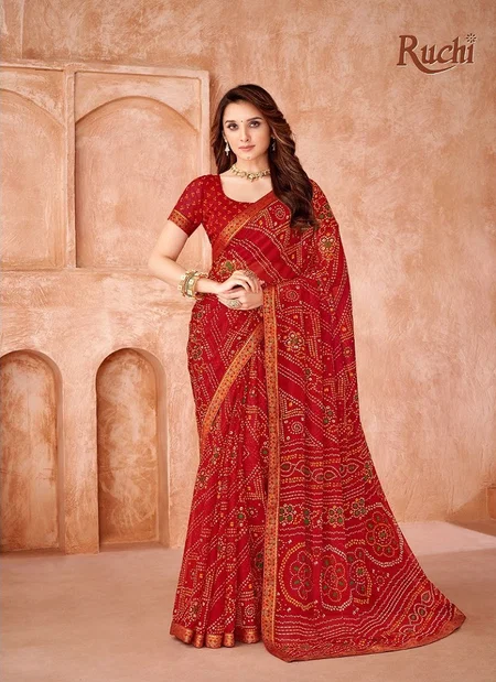 Simayaa Vol 35 By Ruchi Chiffon Saree With Attached Border Saree Exporters In India